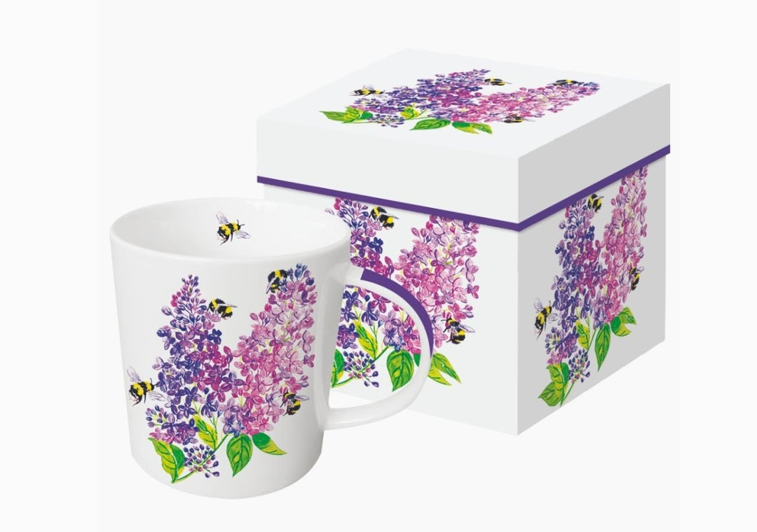 Lilac and Bee Gift Boxed Mug