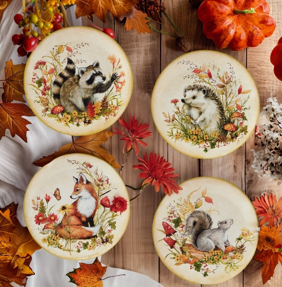 Woodland Critters Dessert Plate 9 in Set of 4