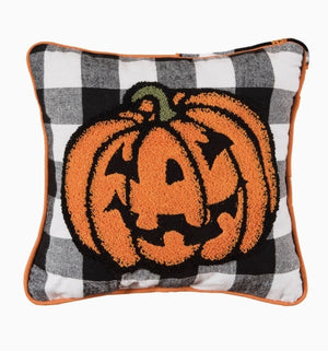 Halloween Jack-o'-lantern Check Throw Pillow