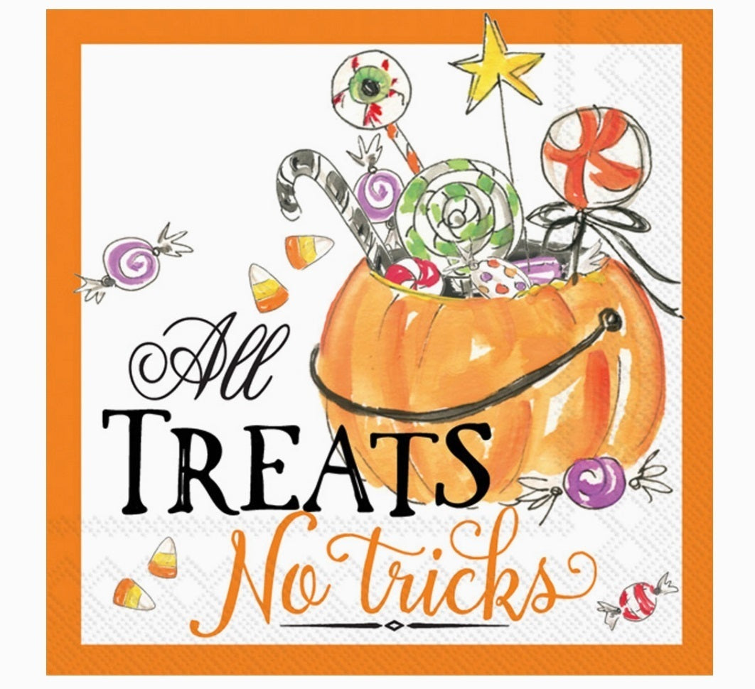 Paper Cocktail Napkins Pack of 20 All Treats Halloween