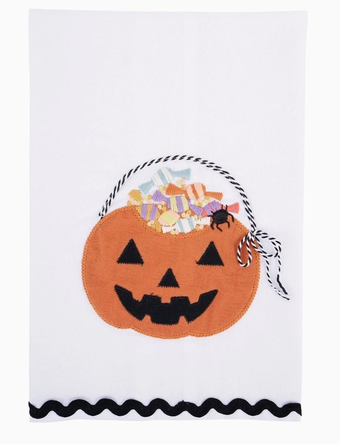 Candy Pumpkin Pail Tea Towel