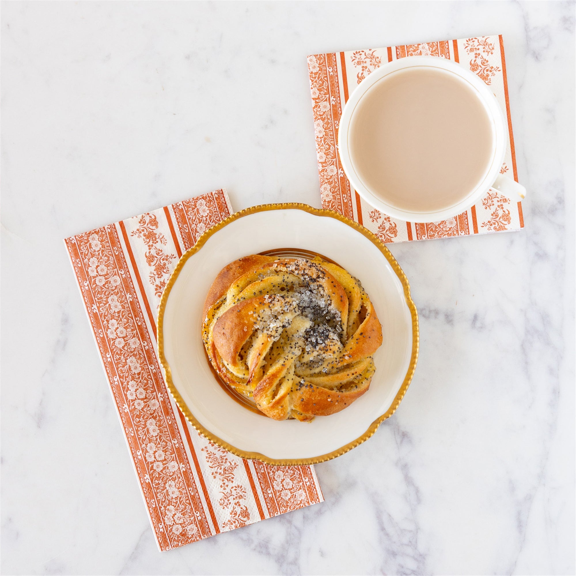 Pumpkin Burleigh Stripe Guest Napkin -
Pack of 16