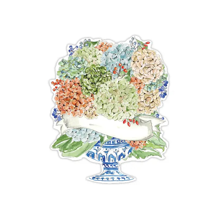 Hydrangeas in Chinoiserie Pot Die-Cut Accents