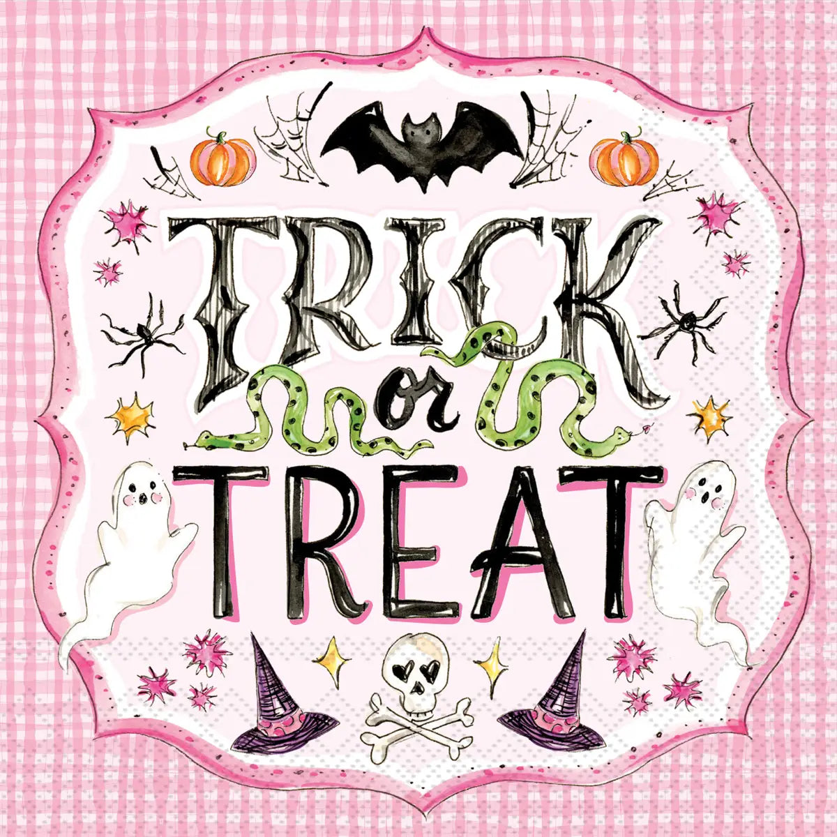 Paper Lunch Napkin Pack/20 Pink Trick Or Treat Rosanne Beck