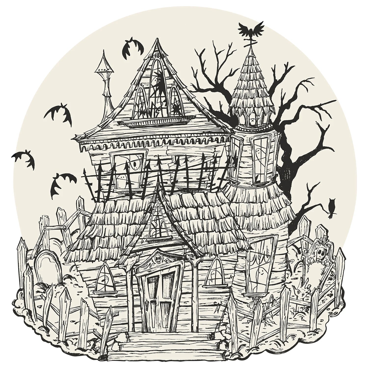 Die cut Coloring Haunted House Placemat