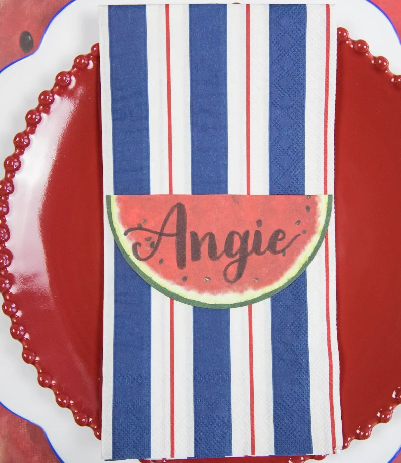 Navy Red Awning Stripe Guest Napkin