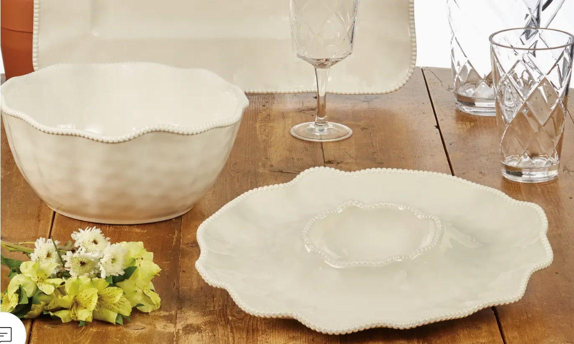 Perlette Cream Melamine Chip & Dip