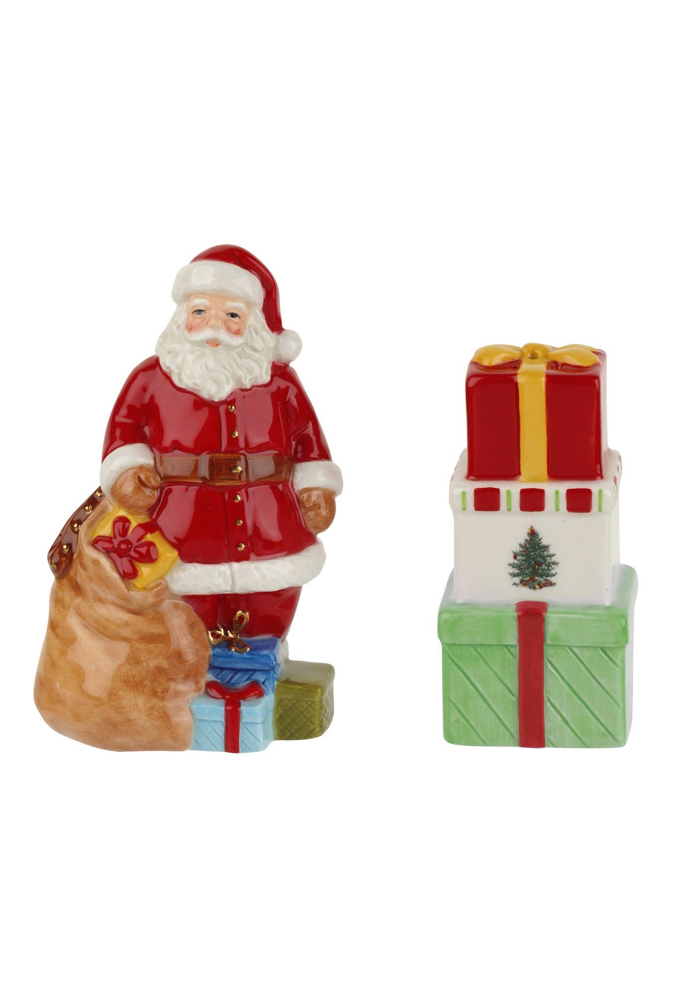 Spode Christmas Tree Santa Salt and Pepper Gift Boxed