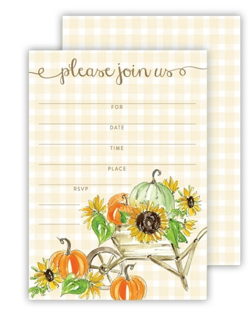 Medium Flat-Handpainted Fall Wagon With Pumpkins Fill In