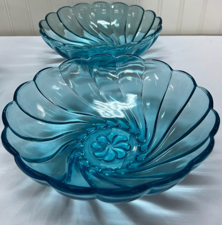 Hazel Atlas Tropical Turquoise Blue Bowl