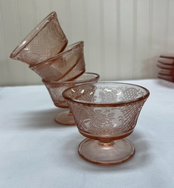 S4 Pink Madrid Style Sherbet Goblets