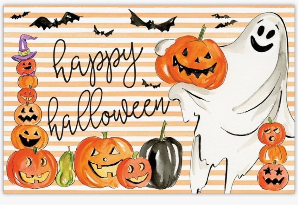 Happy Halloween Ghost with Pumpkins Placemat
