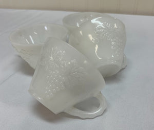 Set Of 4 Milkglass Teacups