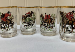 Horse Rider Hunting theme glass set