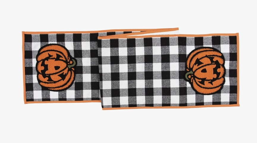 Halloween 13x72 Jack-o-lantern check runner