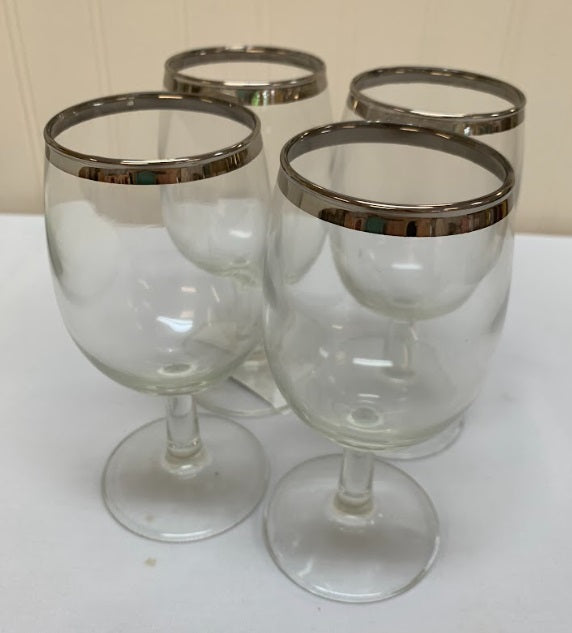 S4 Silver Rimmed Small Wine Glasses