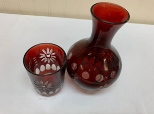 Cranberry Water Decanter And Cup