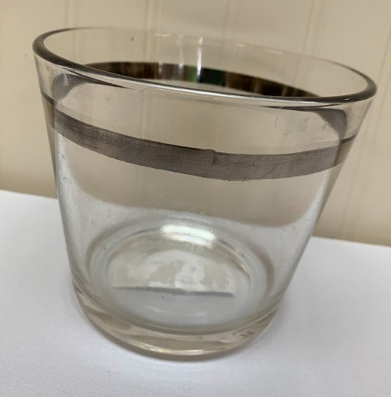 Mid Century Silver Rimmed Ice Bucket