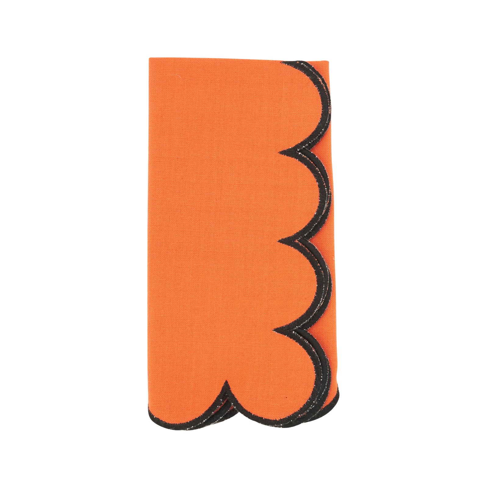 Cotton Scalloped Dinner Napkin: Orange/Black / 20"