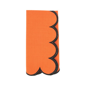 Cotton Scalloped Dinner Napkin: Orange/Black / 20"