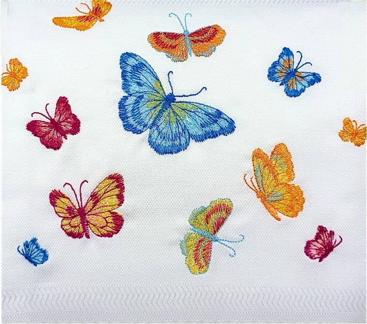 Embroidered Tea Towel - Butterflies