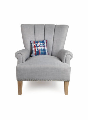Picnic Plaid Porch Life Embroidered Pillow M/5