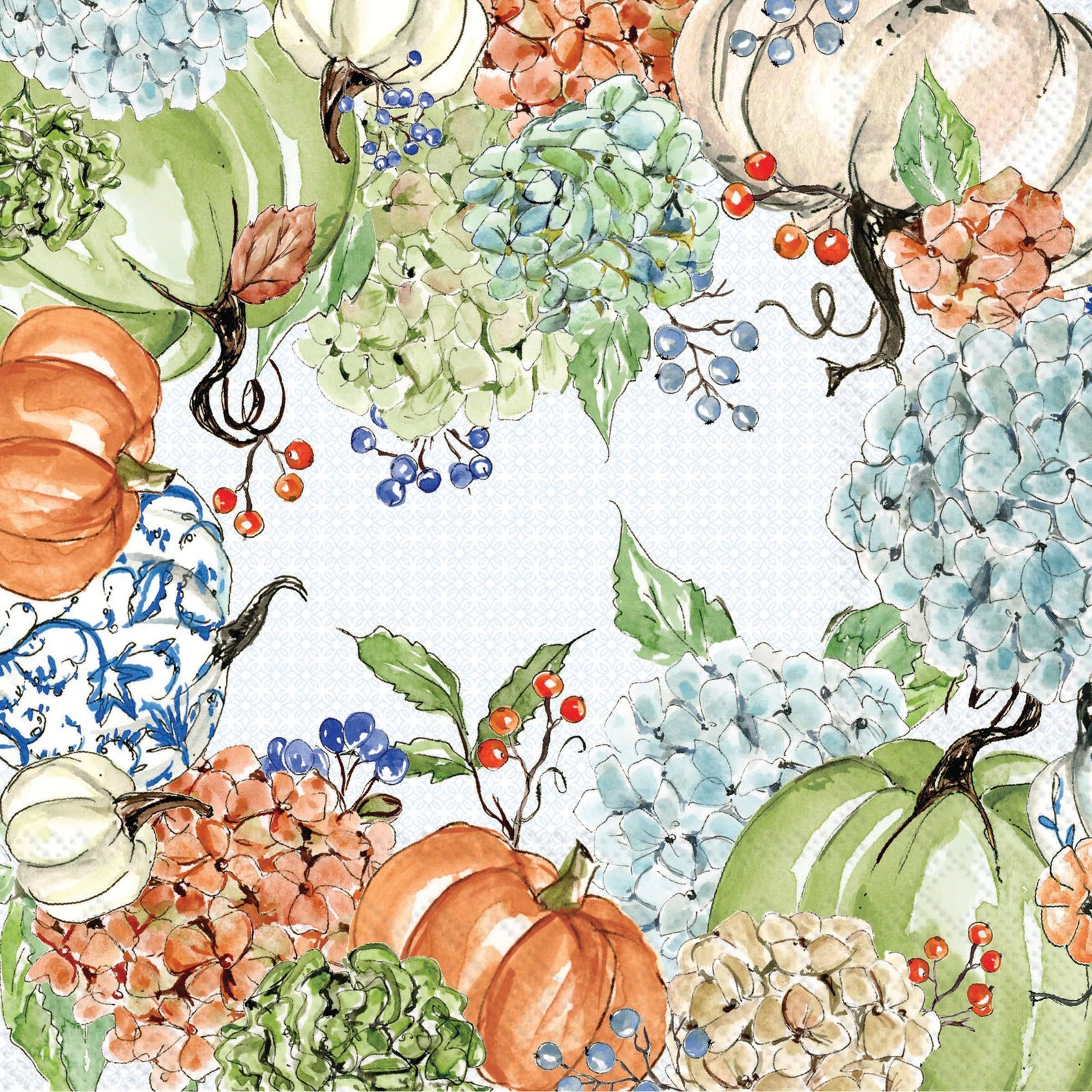 Fall Hydrangea Allover Cocktail Napkins 20 ct Rosanne Beck