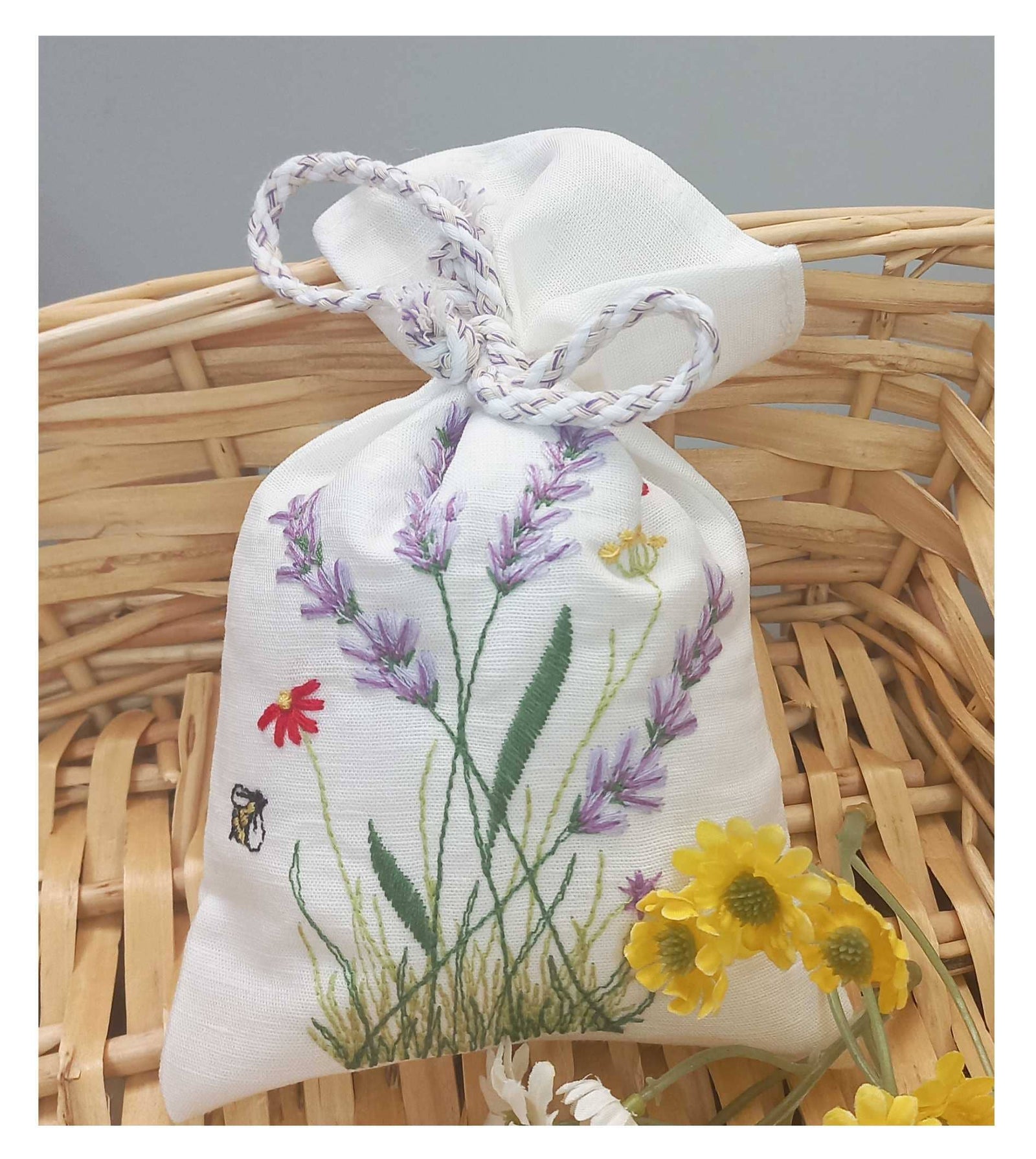 Embroidered Sachet - Lavender Fields
