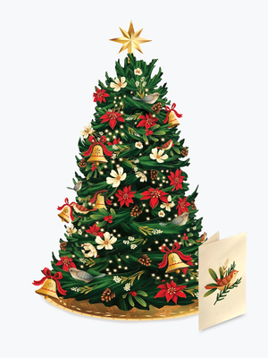Twinkling Poinsettia Christmas Tree Lights Up
