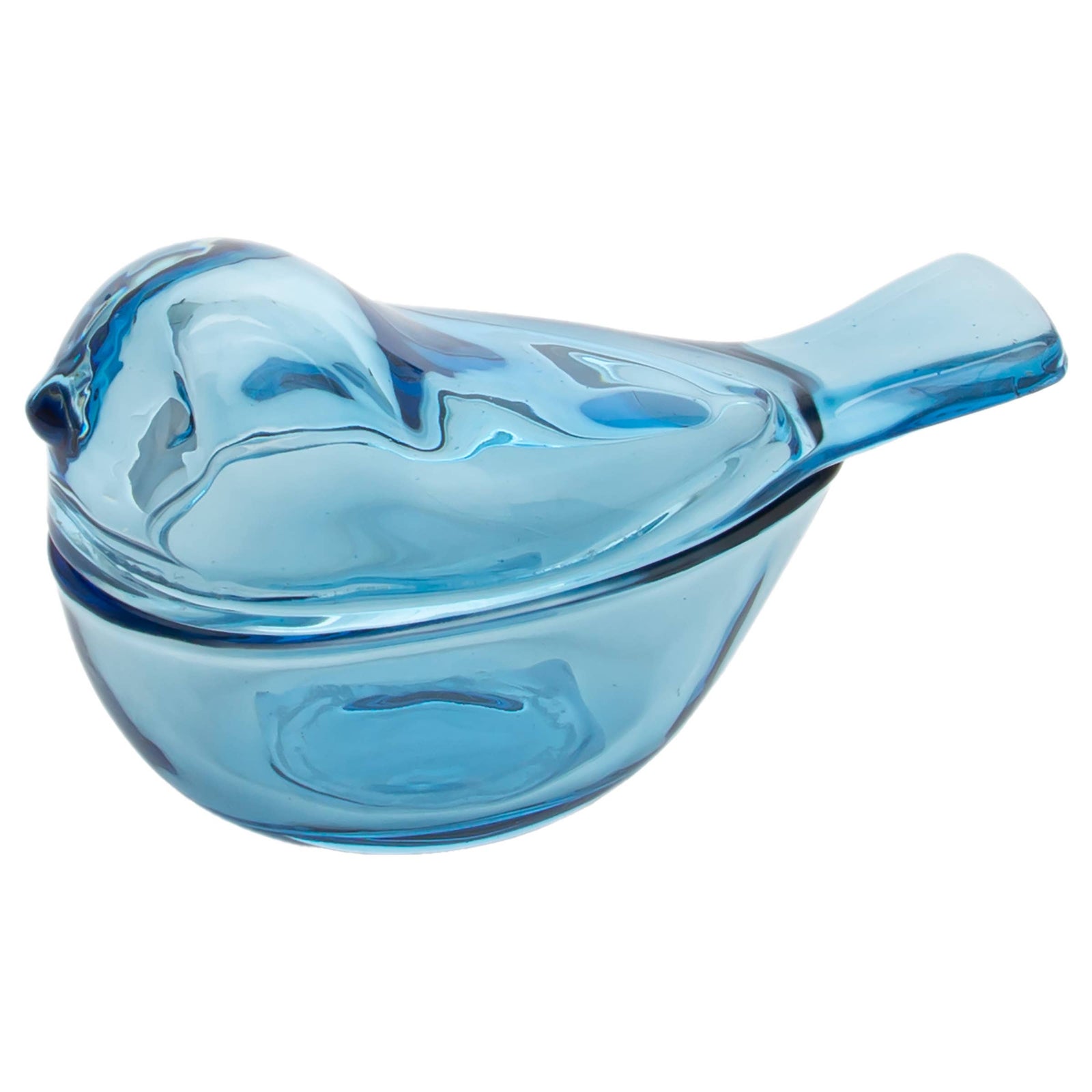 5.75" Long Eastern Bluebird Covered Glass Dish