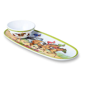 Day at the Races Oval Tray 15in x 6in with Dip Bowl