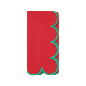 Cotton Scalloped Dinner Napkin: Black/Orange / 20"