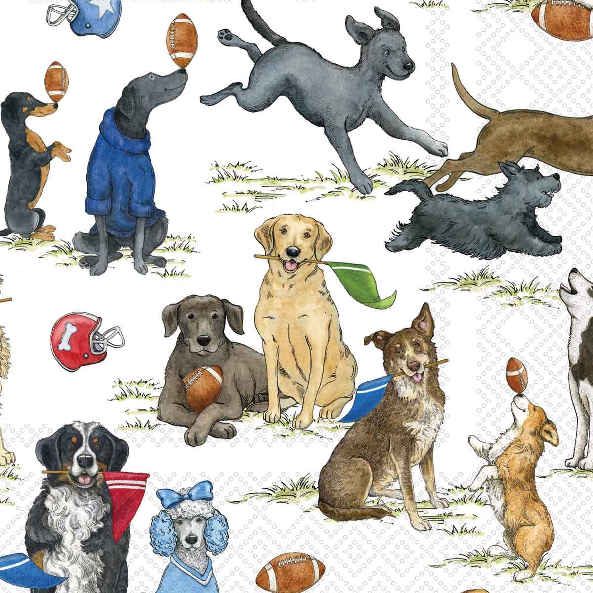 Paper Cocktail Napkins 20 Ct Football Dogs