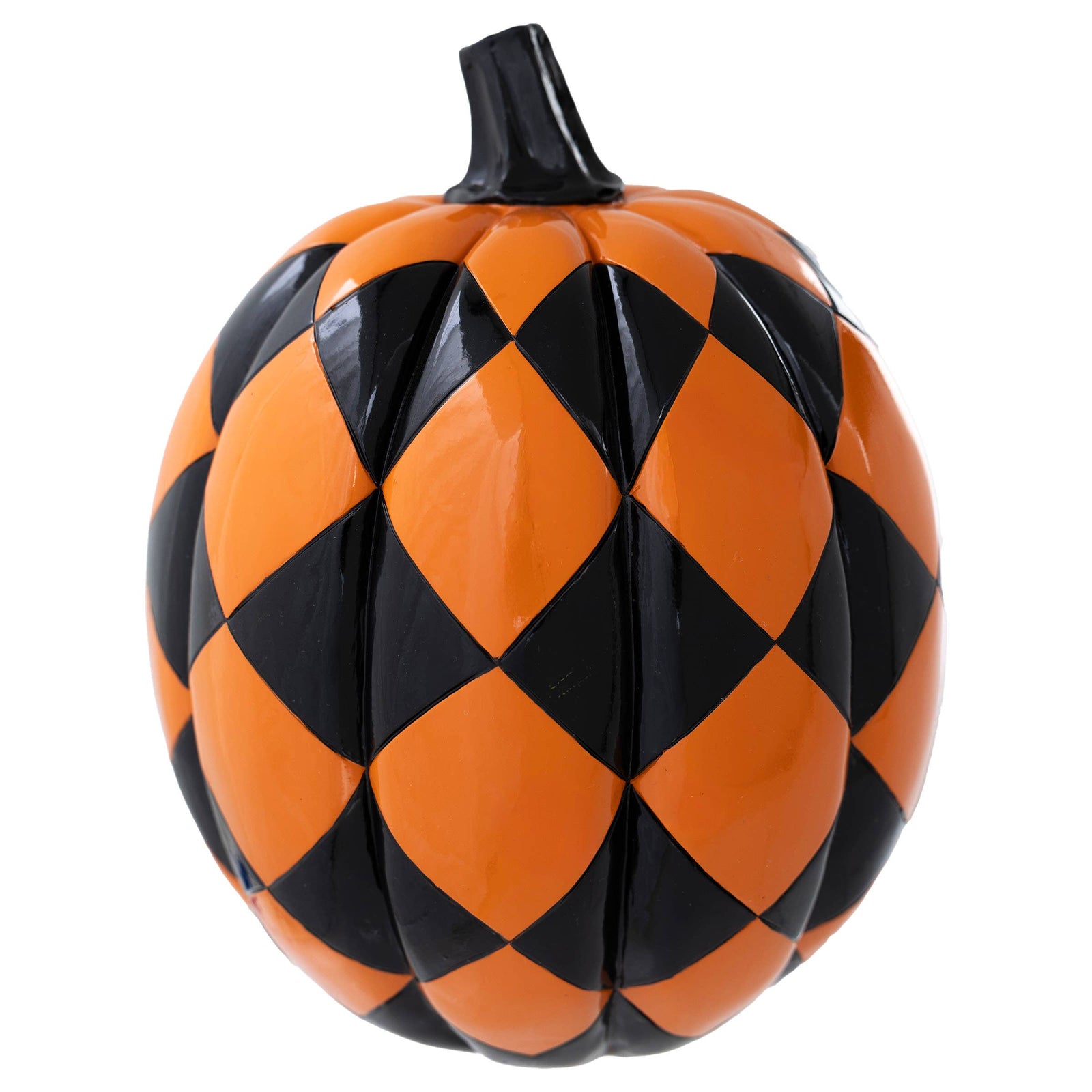 Orange & Black Checked Pumpkin Fall Autumn
