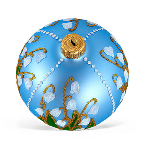 Blue Lilies Of The Valley Glass Christmas Ornament