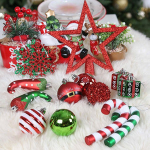Mega Elf Christmas Ornament Bundle Set, 100 Assorted Baubles
