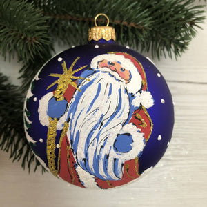 Santa Claus Glass Christmas Tree Ornament