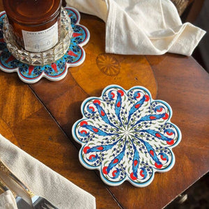 Tulips on White Large Vintage Style Ceramic Tile Trivet 7''