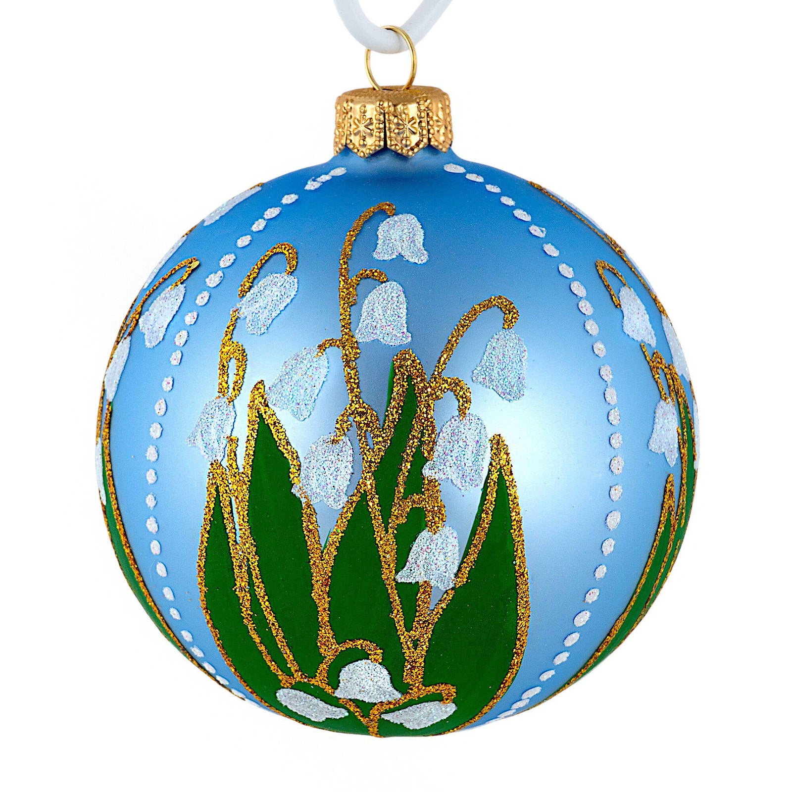 Blue Lilies Of The Valley Glass Christmas Ornament
