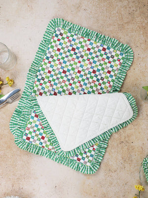 Rebecca Ruffle Quilted Placemat Set of 2 - Multi