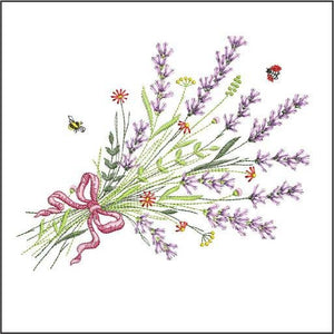 Embroidered Tea Towel - Lavender Bouquet