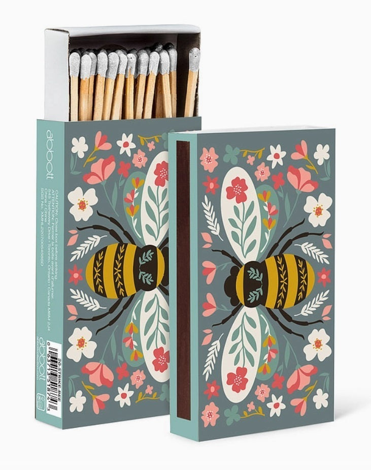 Colourful Floral Bee Matches-45stks-4"L-297