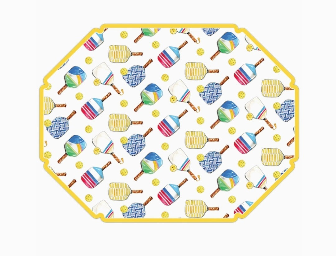 Pickleball Paddles and Balls Posh Die-Cut Placemat