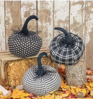 Black And White Plaid Pumpkin Asst