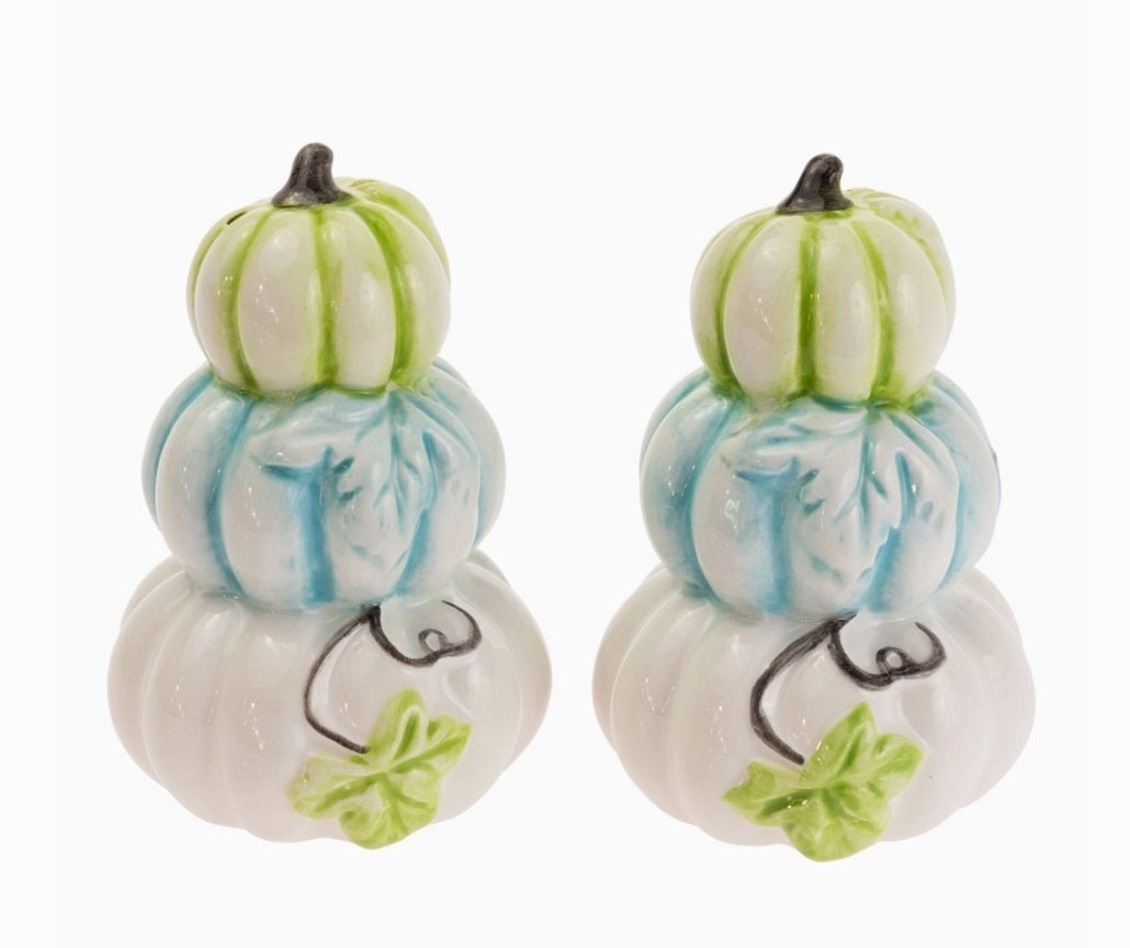 Chinoiserie Pumpkins Ceramic Salt & Pepper Set Fall Décor