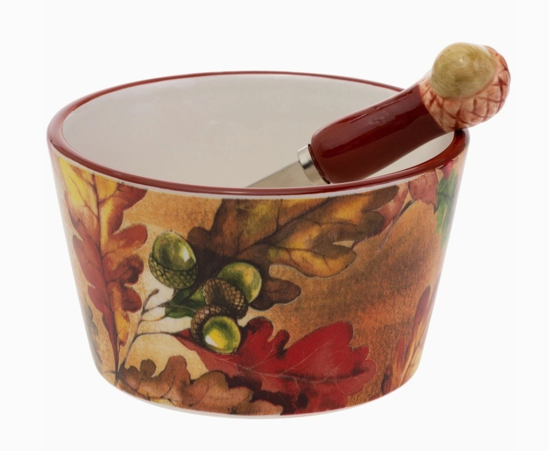 Bright Autumn Ceramic Bowl And Spreader