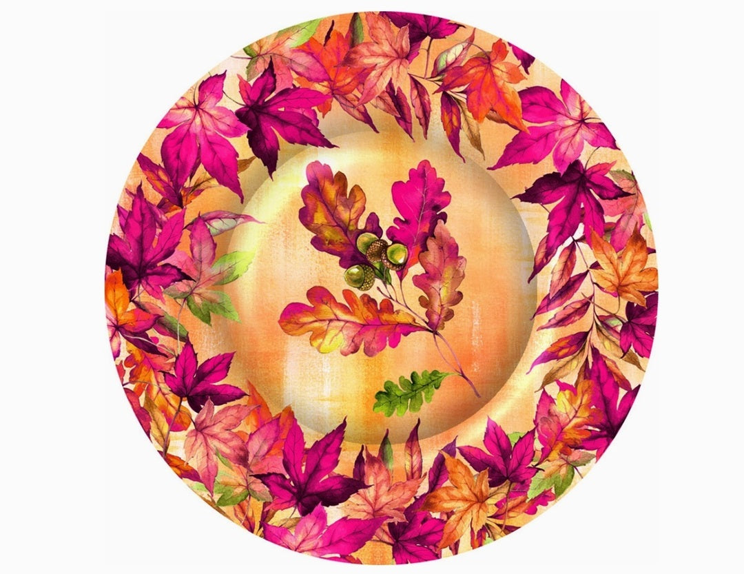 10.5" Round Paper Plates Pack of 8 Bright Autumn