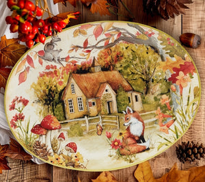 Woodland Critters Oval Platter 16 x 12 in