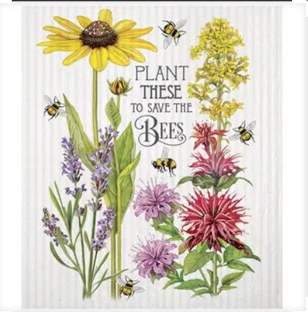 Bee Flowers Sponge Cloth