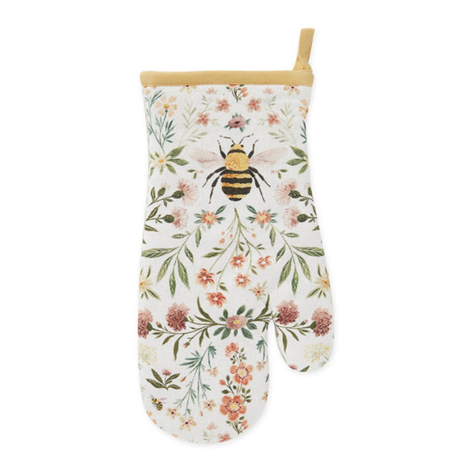 Honey Bee Meadow printed oven mitt